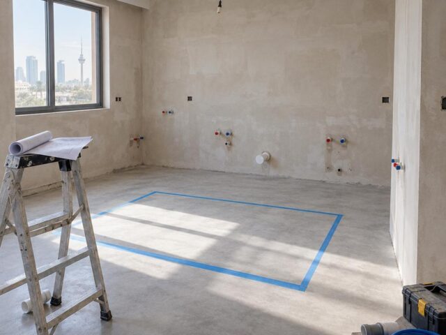 تمديد الحمامات والمطابخ في الكويت: هل يمكن نقل حوض المطبخ إلى جدار آخر أو جزيرة قبل تفصيل الخزائن؟